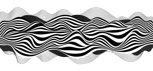 Vector illustration of Horizontal lines with distortions - movement illusion