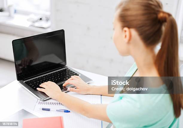 Businesswoman With Laptop Computer In Office Stock Photo - Download Image Now - Adult, Beautiful People, Beauty