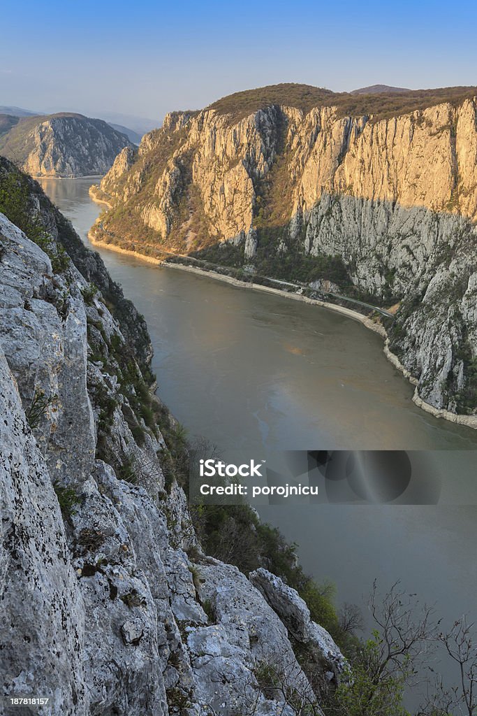 The Danube Gorges Landscape in the Danube Gorges Cazanele Danube River Stock Photo