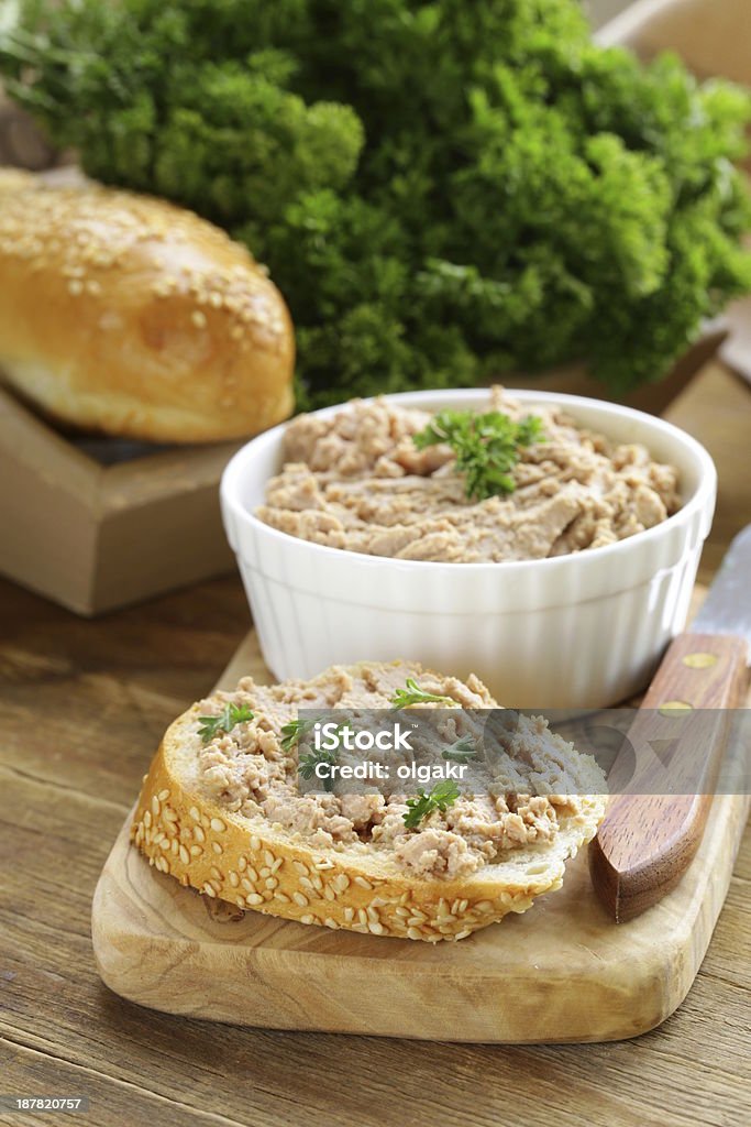chicken liver pate with parsley homemade meat snack chicken liver pate with parsley Appetizer Stock Photo