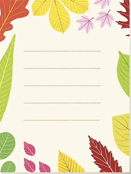 Vector illustration of colored leaf letterpaper.