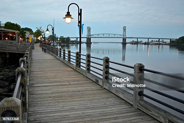 Wilmington Nc Riverwalk At Dusk Stock Photo - Download Image Now - Wilmington - North Carolina, Downtown District, North Carolina - US State