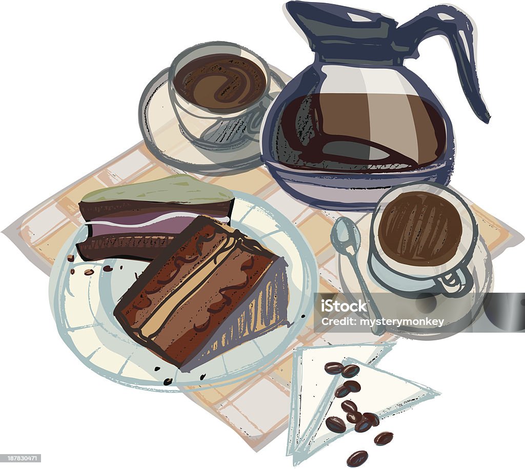 Tasses de café avec gâteaux - clipart vectoriel de Café - Boisson libre de droits