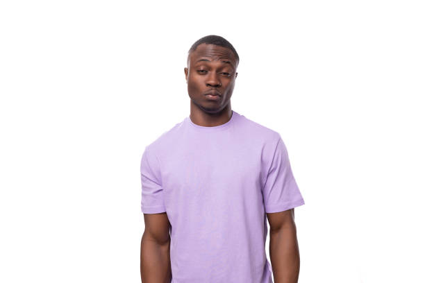 istock young smart confident american man dressed in light lilac t-shirt 1878351669