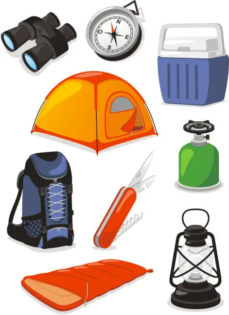 Vector illustration of Camping Outdoors Icons