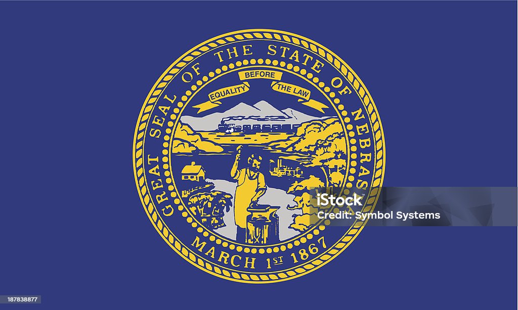 Флаг штата Небраска - Векторная графика Небраска роялти-фри