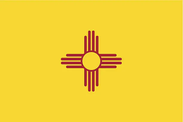 Vector illustration of State of New Mexico Flag which is yellow and red shaped