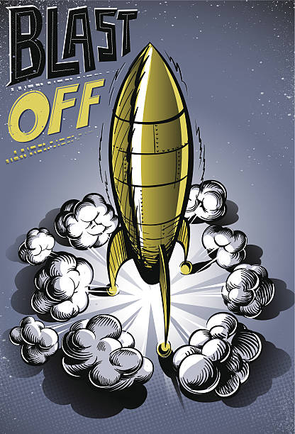illustrazioni stock, clip art, cartoni animati e icone di tendenza di sfreccia - space rocket fire flame