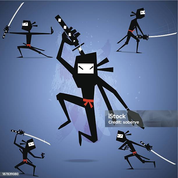 Ninjas - Arte vetorial de stock e mais imagens de Ninja - Ninja, Agressão, Arte Marcial Mista