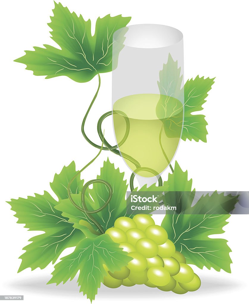 Bicchieri di vino bianco - arte vettoriale royalty-free di Uva