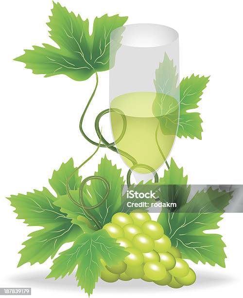 Szklanki Białego Wina - Stockowe grafiki wektorowe i więcej obrazów Winogrono - Winogrono, Alkohol - napój, Biały
