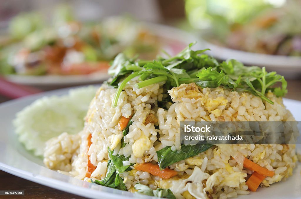 fried rice fried rice with mix vegetable and  eggs  on dish Asian Culture Stock Photo