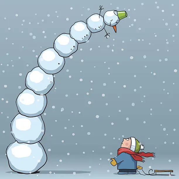 Vector illustration of TALLEST SNOWMAN EVER