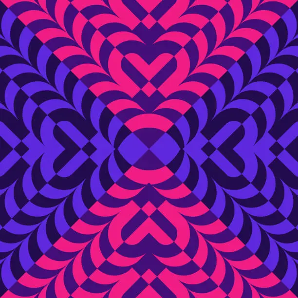 Vector illustration of Heart Shape Kaleidoscope Abstract Background Pattern