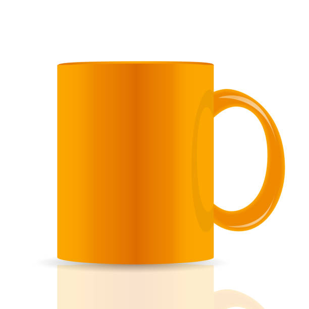оранжевый вектор чашка изолированные на белом фоне. - white background full studio shot close up stock illustrations