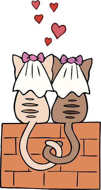 Gay Lesbian Cats Wedding Day Stock Illustration - Download Image Now -  Adult, Animal, Bonding - iStock