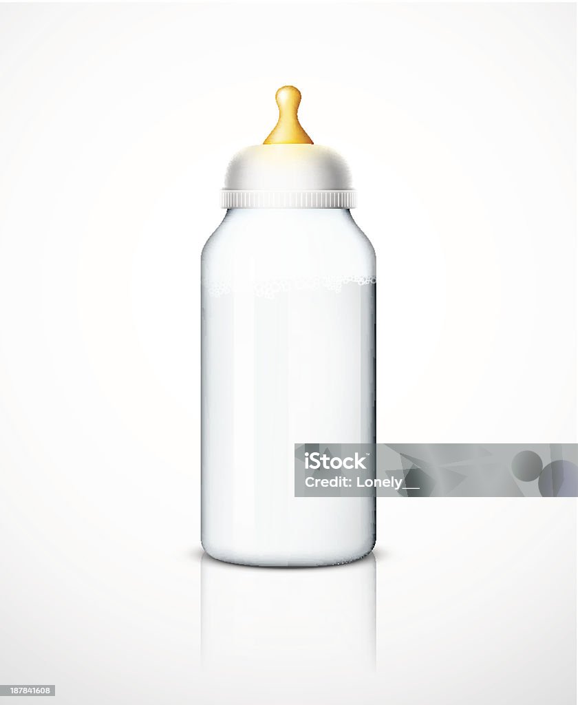 Bottiglia del latte con capezzolo - arte vettoriale royalty-free di Accudire
