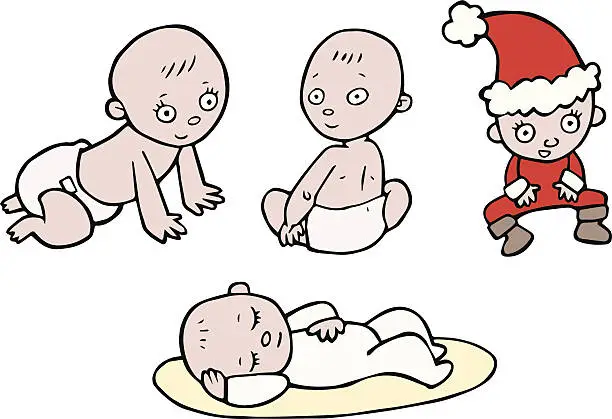 Vector illustration of Collection of Baby Cartoons