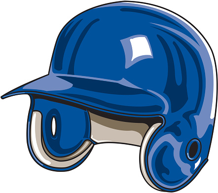 A blue baseball helmet.