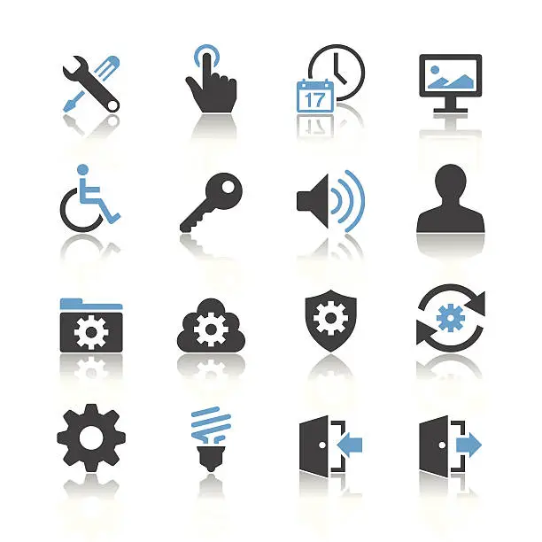 Vector illustration of Setting icons - reflection theme