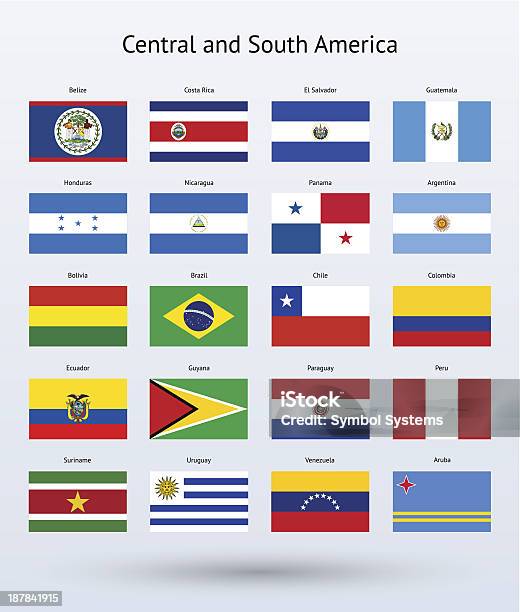 Ilustración de Central Y América Del Sur De Six Flags y más Vectores Libres de Derechos de Bandera panameña - Bandera panameña, Bandera de Guatemala, Costa Rica