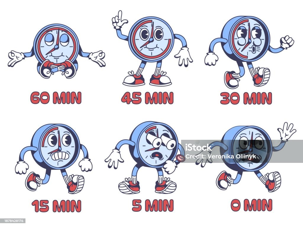 Countdown Cartoon Simple Hour Countdown Timer 60 Minutes Left With Rushing Clock 1930s Cartoon ...