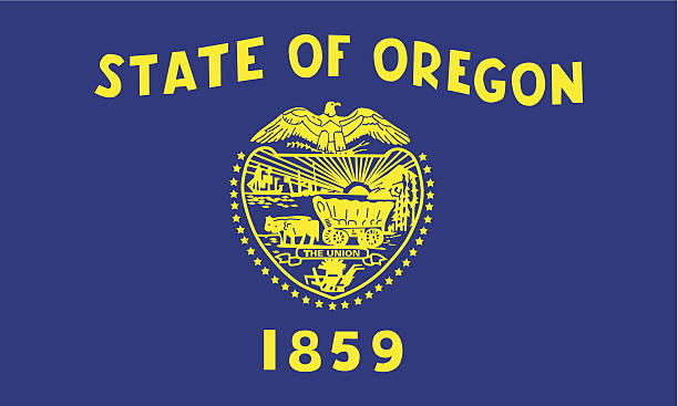 istock State of Oregon flag in blue and yellow 187842945