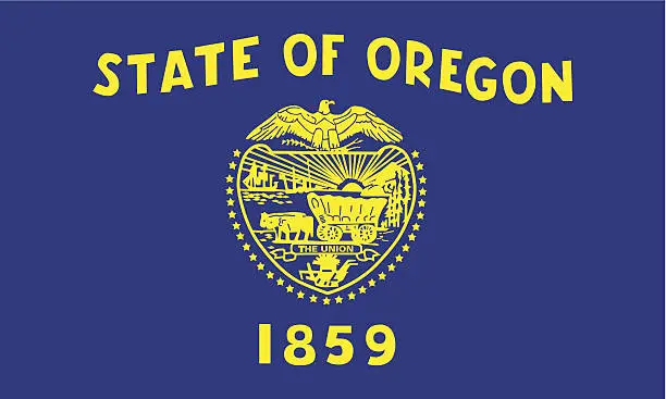 Vector illustration of State of Oregon flag in blue and yellow