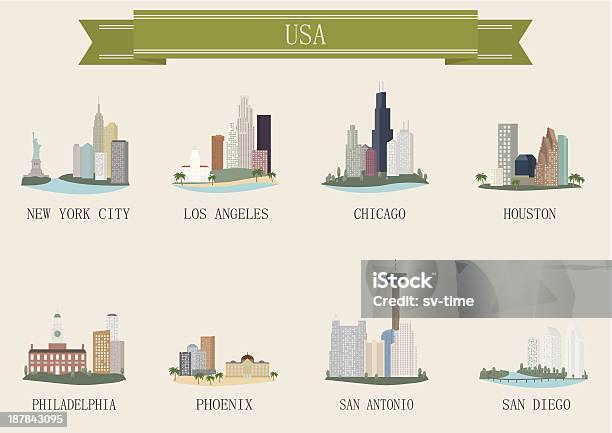 Cidade Símbolo Dos Eua - Arte vetorial de stock e mais imagens de Phoenix - Arizona - Phoenix - Arizona, Ilustração, Chicago - Illinois