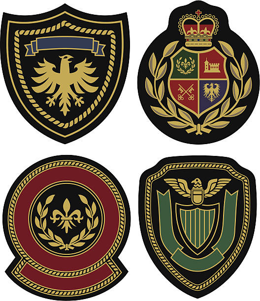 ilustrações de stock, clip art, desenhos animados e ícones de escudo de emblema emblema real clássica - coat of arms