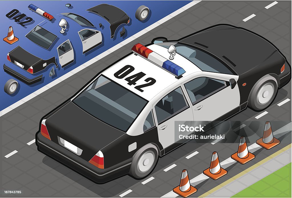 Isometric Police Car in Rear View This image is also available: Isometric Projection stock vector