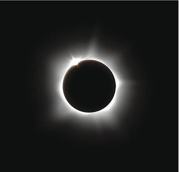 Solar eclipse on a solid black space background Solar eclipse, vector. Illustration contains transparency and blending effects, eps 10 eclipse stock illustrations