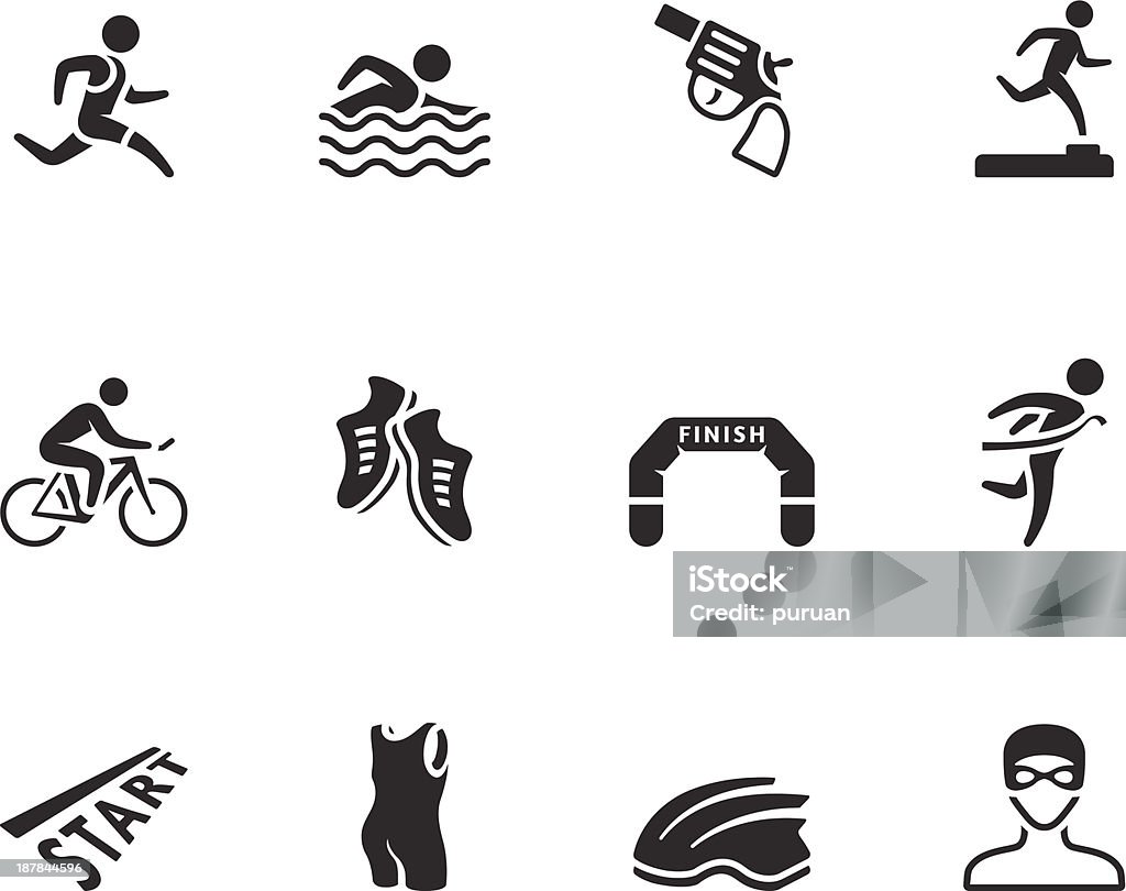 BW Icons - Triathlon Triathlon icon series  in single color. EPS 10. AI, PDF & transparent PNG of each icon included. Active Lifestyle stock vector