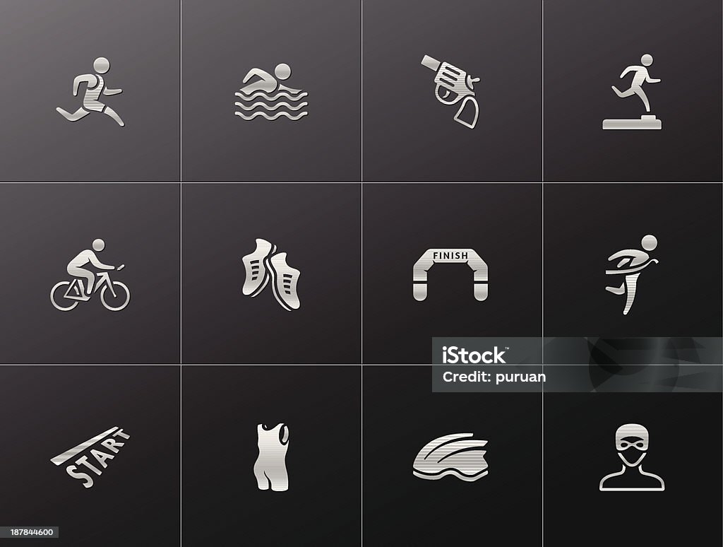 Metallic ícones-Triatlo - Vetor de Ciclismo royalty-free