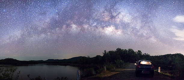 istock drive to galaxy rim, panorama milky way 187844757