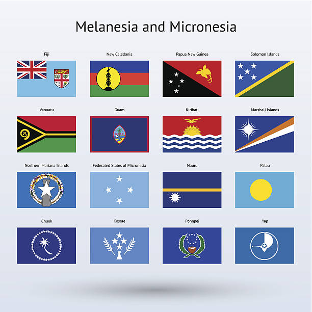 illustrations, cliparts, dessins animés et icônes de mélanésie et micronésie flags collection - îles mariannes du nord