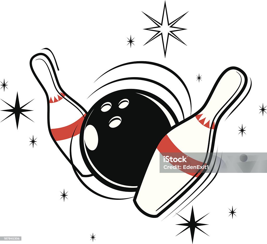 Vektor-illustration von bowling ball und pins - Lizenzfrei Bowling Vektorgrafik