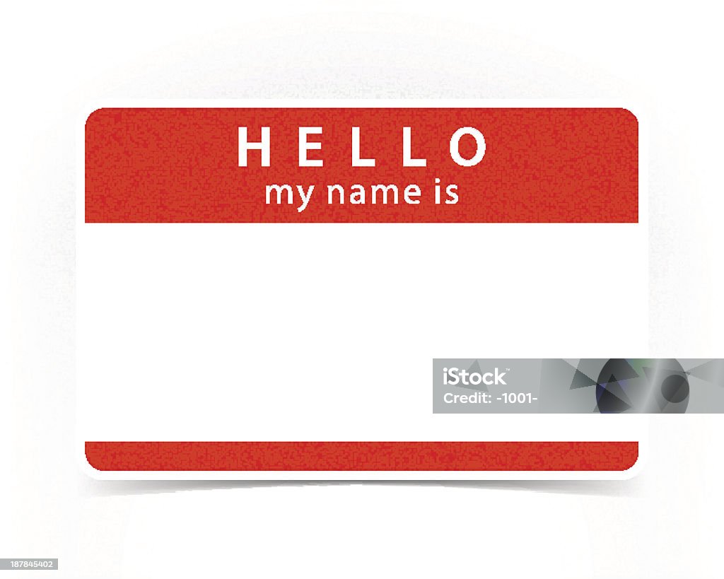Red Tag Hello My Name Is Sticker Label Shadow Red color name tag empty sticker HELLO my name is with drop gray shadow on white background.  Name Tag stock vector
