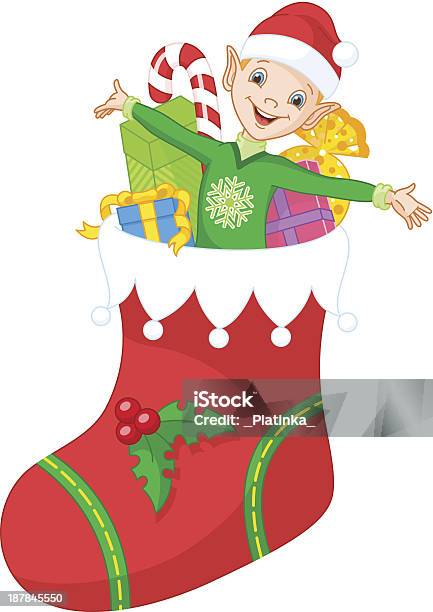 Natale Elf - Immagini vettoriali stock e altre immagini di Agrifoglio - Agrifoglio, Allegro, Bambini maschi