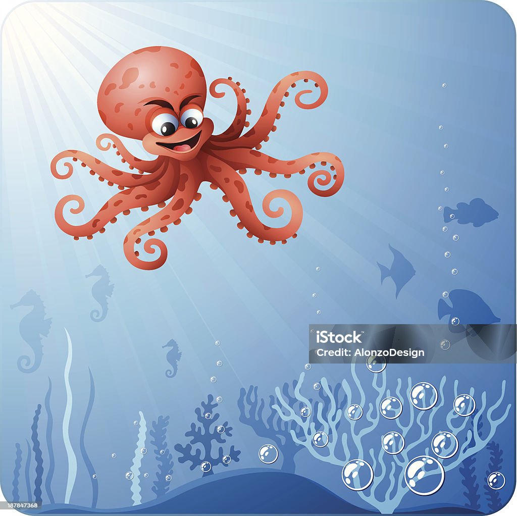 Pieuvre sous la mer - clipart vectoriel de Au fond de l'océan libre de droits