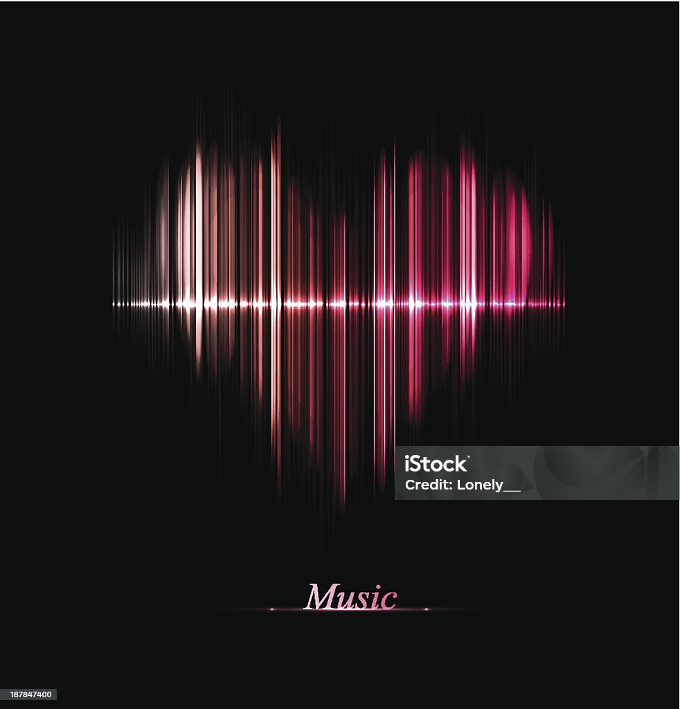 Abstract of electric pink heart with the word music Music equalizer in form of heart. Illustration contains transparency and blending effects, eps 10 Love - Emotion stock vector