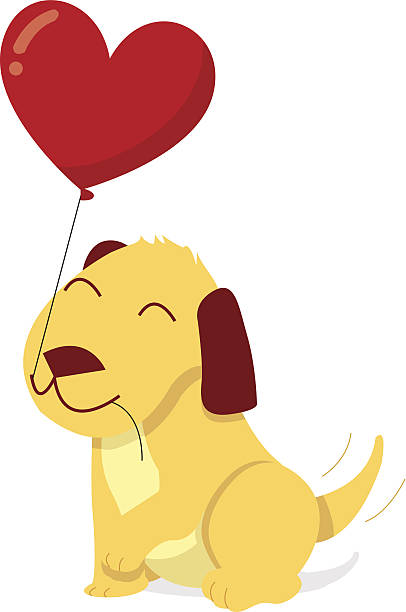 Cachorrinho com balão de Dia dos Namorados - ilustração de arte em vetor