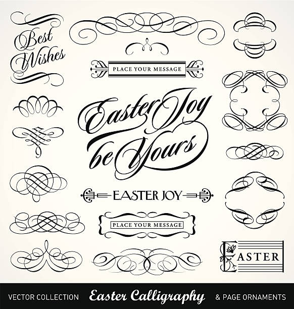 Easter calligraphy design elements (vector) vector art illustration