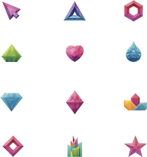 illustrazioni stock, clip art, cartoni animati e icone di tendenza di set di cristalli - gem jewelry hexagon square