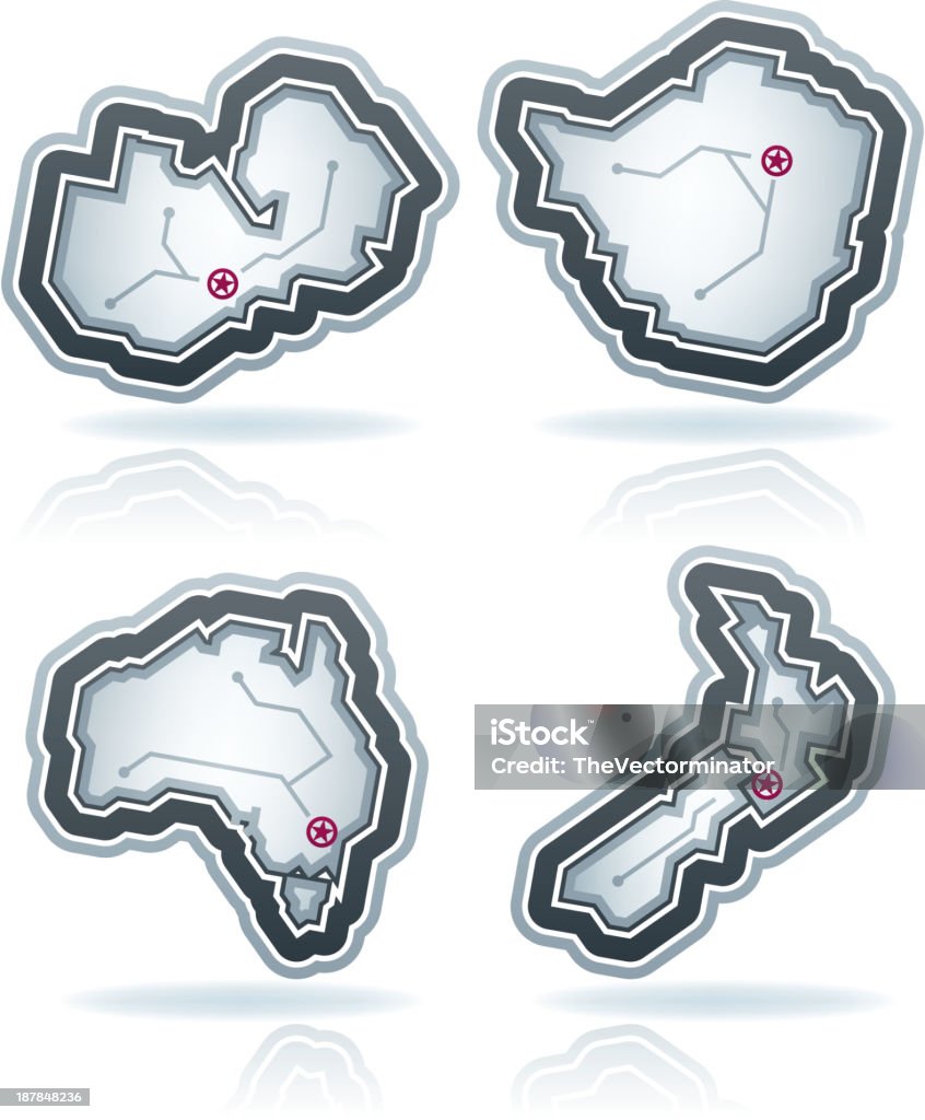 Simple Country Icons Simple (iconic) design of a countries of the world, from left to right, top to bottom:  Australia stock vector