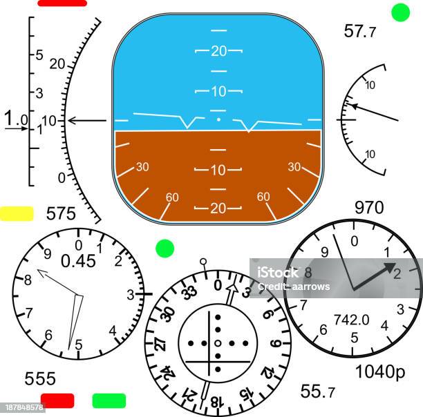 Pannello Di Controllo In Un Piano Cabina Di Pilotaggio - Immagini vettoriali stock e altre immagini di Attrezzatura