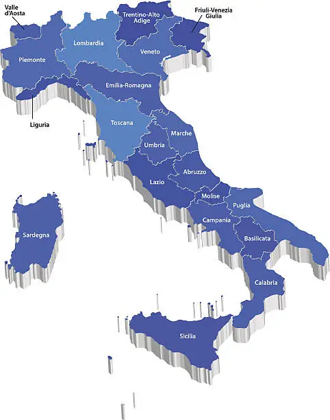 Vector illustration of Vector map of Italy