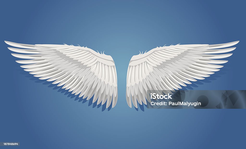 Vectores de alas blancas - arte vectorial de Fondo azul libre de derechos