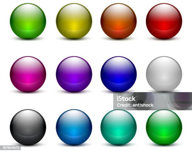 Ilustración de Botones De Vector Brillante y más Vectores Libres de Derechos de Esfera - Esfera, Pelota, Azul