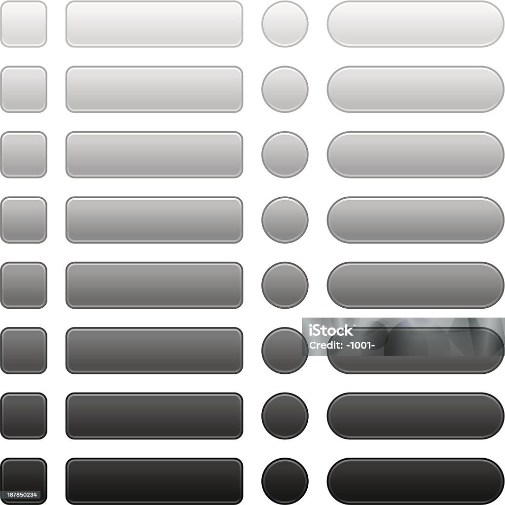 ブランク web インターネットボタン㎡のサークル丸みのある長方形グレースケールのアイコン - 押しボタンのロイヤリティフリーベクトルアート